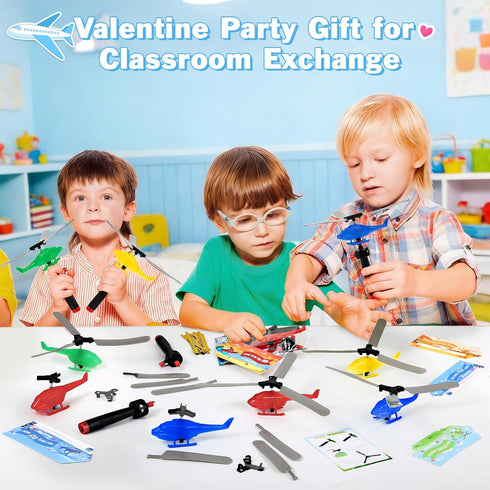SANANT 28 Pack Valentines Day Gifts For Kids, Airplane Launcher Toys with Cards for Kids Classroom Exchange, Valentines