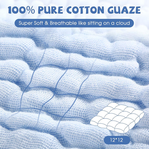 Pack 6-12x12 inches MUKIN Baby Washcloths - Soft Face Cloths for Newborn, Absorbent Bath Wipes, Burp Cloths or Towels