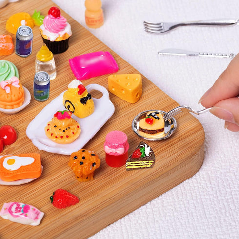 50Pcs Miniature Food Drinks Bottle Soda Pop Cans, Pretend Play Mini Kitchen Game Party Accessories for 1/12 Doll House