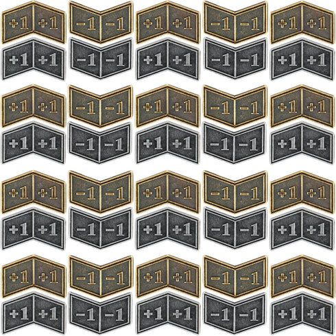 40 PCS Antique Metal Buff Counter Tokens with Velvet Bag - Magic The Gathering Gaming Accessories, Black & Bronze