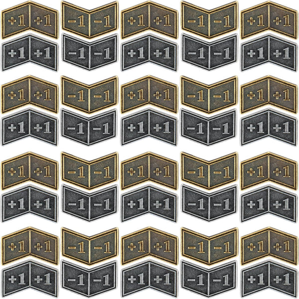 40 PCS Antique Metal Buff Counter Tokens with Velvet Bag - Magic The Gathering Gaming Accessories, Black & Bronze