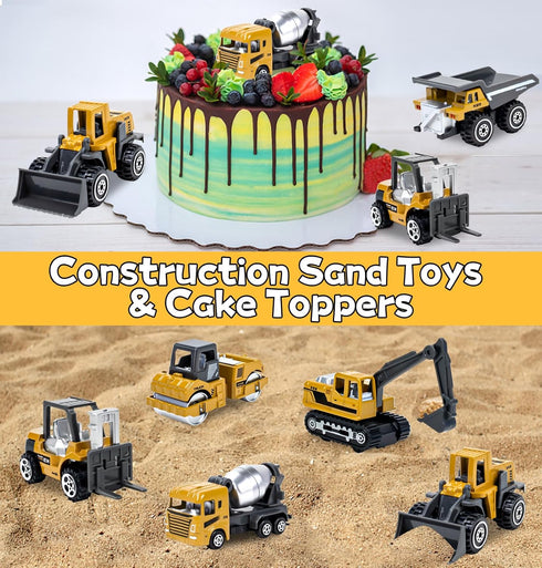 6 Pieces Toy Construction Vehicles, Diecast Trucks for Boys Age 4-7, Forklift Excavator Dump Tractor