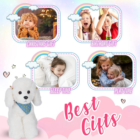 Athoinsu 12" Realistic White Poodle Puppy Stuffed Animal, Soft Adorable Plush Toy for Kids
