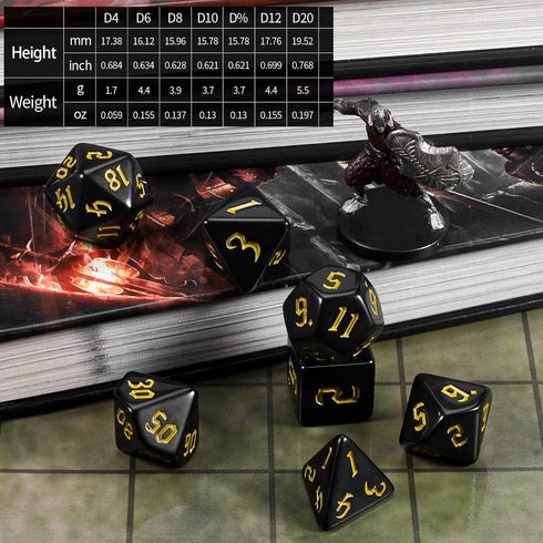 CiaraQ DND Polyhedral Dice Set with Dice Bag for Dungeons and Dragons RPG Table Games