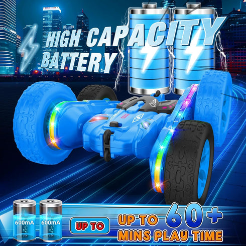 360 Car,2.4Ghz 4-8 Jimdella Remote Control Car,RC Cars with Sides Light Strip and Headlights,Double Sided Flips