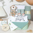 Set Baby Gift Baby Shower Gifts Basket for Newborns New Born Baby Sage Green Gift Basket with Baby Rattle Swaddle