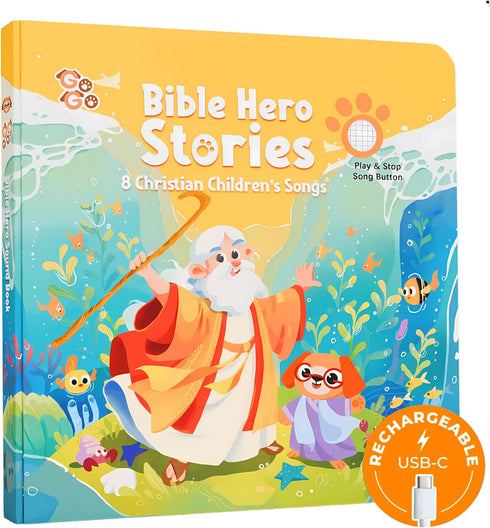 GO GO Bible Heroes Stories Songs Sound Book with 8 Songs, Singing