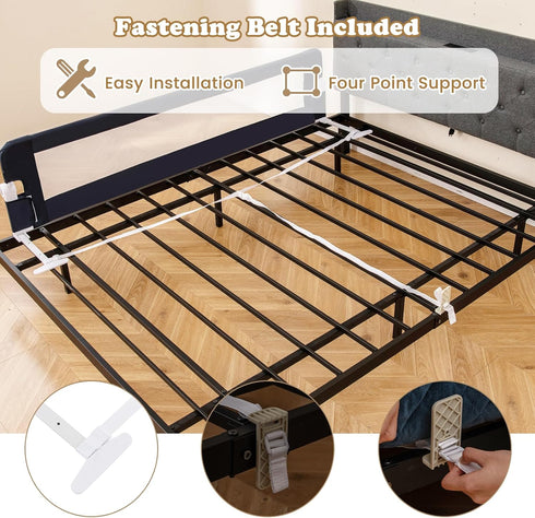 (71", BABY JOY Bed Rails for Toddlers, Extra Long, Swing Down Safety Bed Guard for Convertible Crib, Folding Baby