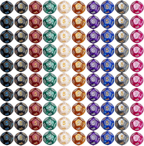 (100pcs) (D12 10 colors-100 CiaraQ DND Polyhedral Dice with A Dice Bag Compatible with Dungeons and Dragons DND RPG MTG