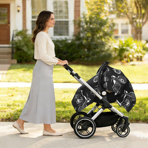 Mazeann Black White Motorcycles Car Seat Cover Baby Breathable Soft Infant Carseat Covers Canopies Babies Carrier