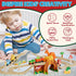 Lehoo Castle Wooden Train Set, Dinosaur Wooden Train Track Set for Toddlers 2-4, Fits Thomas and Brio