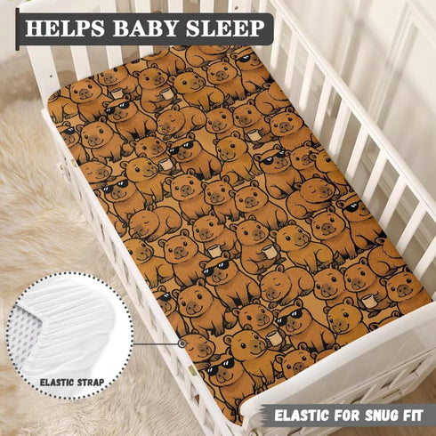 ZDCUSTOM 2 Pack, 52"x28" Cozy 2-Pack Changing Pad Cover for Girls Boys Capybara Print Soft Diaper Change Table Sheets