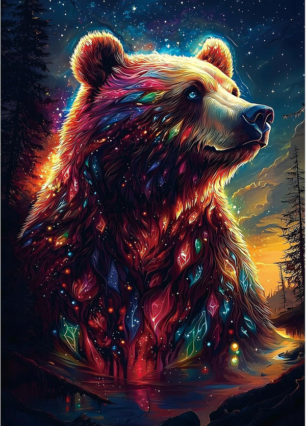 MINIWAN 1000 Piece Puzzles for Adults, Colorful Brown Bear Puzzle for Adults,