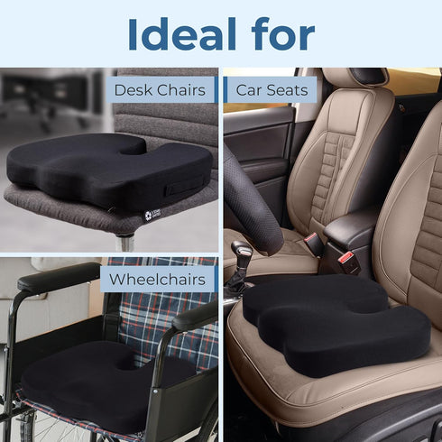 5 Tailbone STARS UNITED Seat Cushion - Memory Foam Chair Cushion for Pain Relief - Ergonomic Support for Coccyx