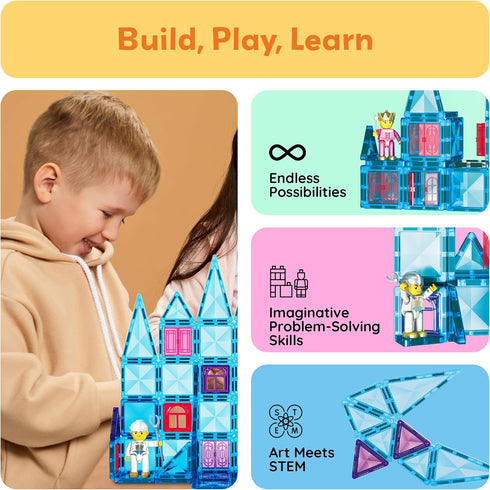 71pc 2 Set 3+ PTM71 PicassoTiles Mini Diamond Series Winter Ice Theme Magnetic Tile Building Blocks Character Action