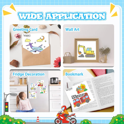 SOCOLER 1-3, 4-8 Paint with Water Coloring Books for Toddlers, Traffic Theme Mess Free Watercolor Painting Papers