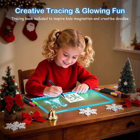 17" 7 3-12+, (2026 LED Drawing Board for Kids, Light Up Doodle Board, Reusable Glow in The Dark Drawing Tablet