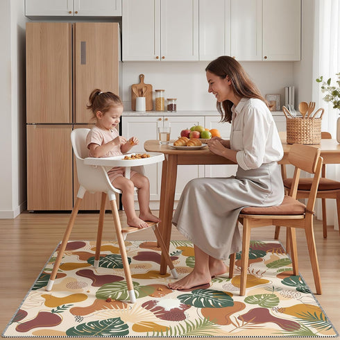 Generic 51 51 Inch Splat Mat for Under High Chair, x Baby Waterproof Mat, Anti-Slip Washable High Chair Mat for Floor