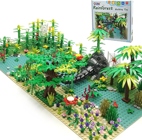 ZHX Rainforest Jungle Bridge Building Block Toys with 2pcs Baseplates(10x10 inches Each) Garden