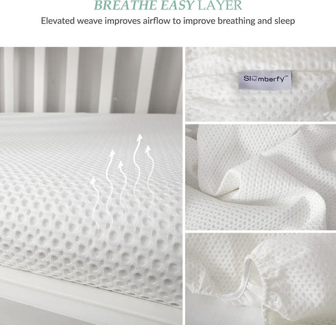 24"X38" Breathable Mini Crib Waterproof Mattress Protector Pad- Hypoallergenic - Noiseless - Washable- Breath Easy