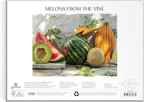 Galison Melons from The Vine - 1000 Piece Puzzle - Mediterranean Still Life of Summer Melons