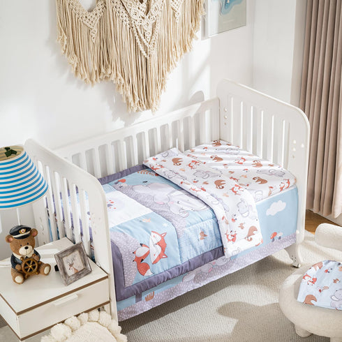 Set 4 2 Set Crib Bedding Pieces Includes Comforter, Fitted Sheets for Easy Changing, Crib Skirt Soft, Breathable