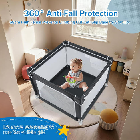 Gates,36"X36"in Baby Playpen for Babies and Toddlers,Small Baby Fence Floor Yard,Soft Breathable Mesh, Anti-Slip Base