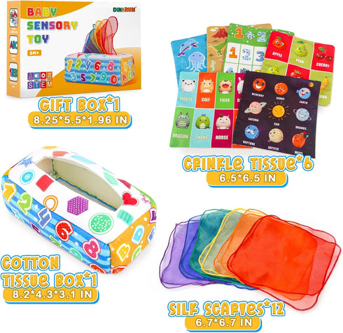 DINORUN Baby Toys for 6-12 Months - Montessori Sensory Toys for Infants, Educational High Contrast Development Toy