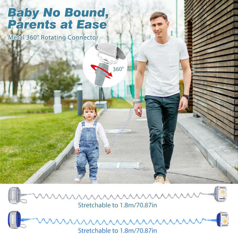 Zooawa Toddler Leash 2Pack, Anti Lost Wrist Link with Magnetic Lock, Reflective Safety Walking Harness for Kids