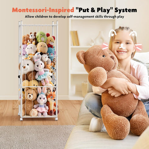 GoKEDA Stuffed Animal Storage,Extra Large Metal Stuffed Animals Storage Tower,Heavy Duty Stuffed Animal Holder