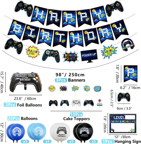 Video Game Party Decorations - 8th Birthday Supplies for Boys, HAPPY BIRTHDAY Banner, Gaming Balloons, Number 8