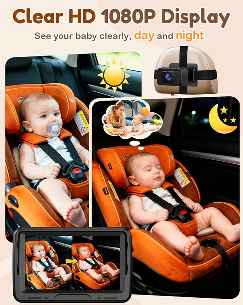 Rohent 1080P 150 360 Baby Car Camera HD - Rear-Facing Infant Monitor with Night Vision Car Camera for Baby Wide-Angle