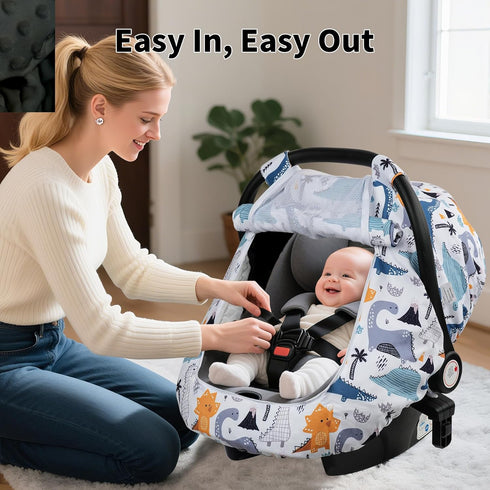 2 Elstey Car Seat Cover Baby, Minky Dot Carseat Covers Baby Girls, Lightweight Infant Car Seat Cover Canopy with Layers