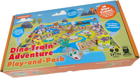 Set Counting ORBRIUM Wooden Train Magnetic Dinosaur Trains Montessori STEM Toys Number Shapes Colors Dice Game Mat Bag