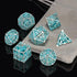 D&D Dice Set, Hollow Blue White Metal Grim Reaper Dice of 7 Piece, Polyhedral DND Dice for Table Game MTG or RPG