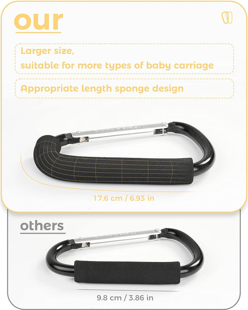 2 Pack Stroller Hooks, 6.3" Large Clip for Hanging Bags and Shopping, Stroller Accessories for Mommy
