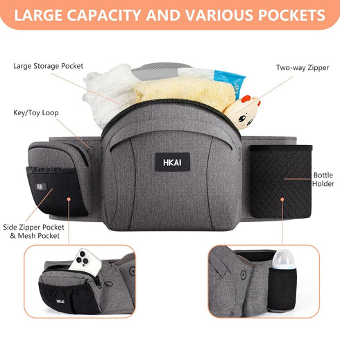 HKAI Baby Hip Carrier,Baby Carrier with Adjustable Waistband & Breathable Mesh, Ergonomic Carrier with Non-Slip Hip