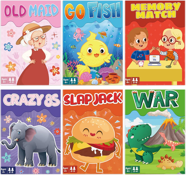 Kids Card Games, Go Fish,Old Maid,Crazy 8s,Memory Match,Slap Jack,War, Cards Game for