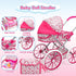 Set Playset 12" Stroller,2 Sets 3-7 deAO Baby Doll Stroller Baby Doll Accessories Pretend Play Toys with Baby