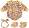 BABESIDE 3 Pcs Baby Doll Clothes for 17-22 Inch Dolls, Outfit Accessories with Floral Pattern for Newborn Girl, Yellow