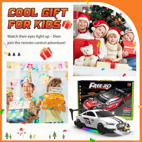 1/16 2.4Ghz 4WD 30+KM/H 2Pcs RC Drift Car Scale Remote Control Car With Spray & Led Lights, High Speed RC Drag Car