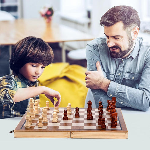 Sets, 15 Inch Set 2 Chess Board Magnetic Chess for Adults & Kids, Checkers Board Game, Handmade Folding Chess Boards