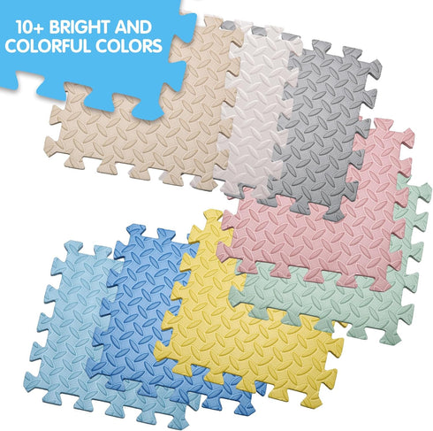 16 0.4" Coolcandy EVA Foam Play Mat, Tiles Colorful Baby Play Mat, Square Kids Playmat with Solid Colored, Thickened