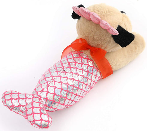 Pug-Mermaid Stuffed Animal, Pug Dog Wearing Mermaid Costume Plushies, 13 Inch Funny Gift for Kids