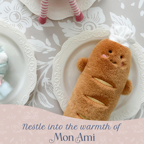 9-Inch MON AMI Baguette The Chef Plush Toy | Soft Bread Stuffed Doll with Hat & Apron | Adorable Plush Food Toy