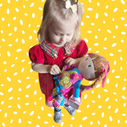 June Garden 15.5" Dressy Friends Belle, Educational Stuffed Plush Doll for Kids and Toddlers 2 Years and Up, Montessori