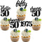 24 PCS Black 50th Birthday Cupcake Toppers, Glitter Hello 50 Cupcake Topper for 50th Birthday Party