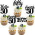 24 PCS Black 50th Birthday Cupcake Toppers, Glitter Hello 50 Cupcake Topper for 50th Birthday Party