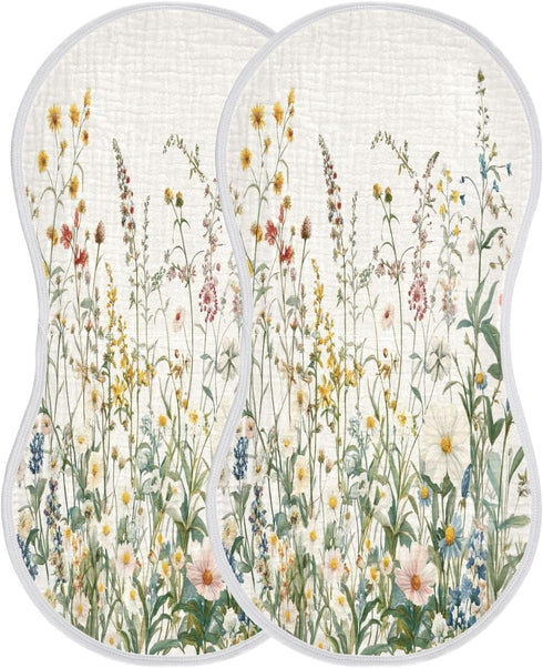 YETTASBIN Herbal Wildflower Muslin Baby Burp Cloth, Super Soft Absorbent Cotton Burp Rag Baby Bibs Feeding Cloth