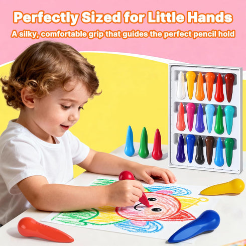 1-3, 18 1-4 Jumbo Crayons for Toddlers Colors Easy-Grip & Unbreakable - Washable, Non-Toxic, Anti-Roll Art Supplies